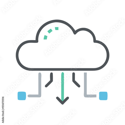 Minimalistic representation of cloud data transfer on White Background