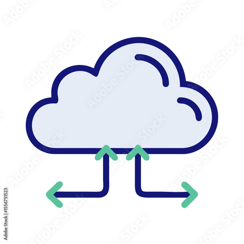 Cloud computing network concept with upload and download arrows