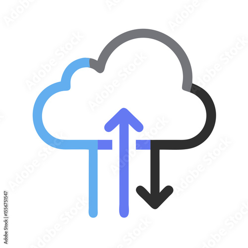 Cloud computing data upload download icon on White Background
