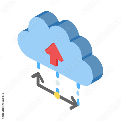 Isometric cloud computing and data transfer icon illustration