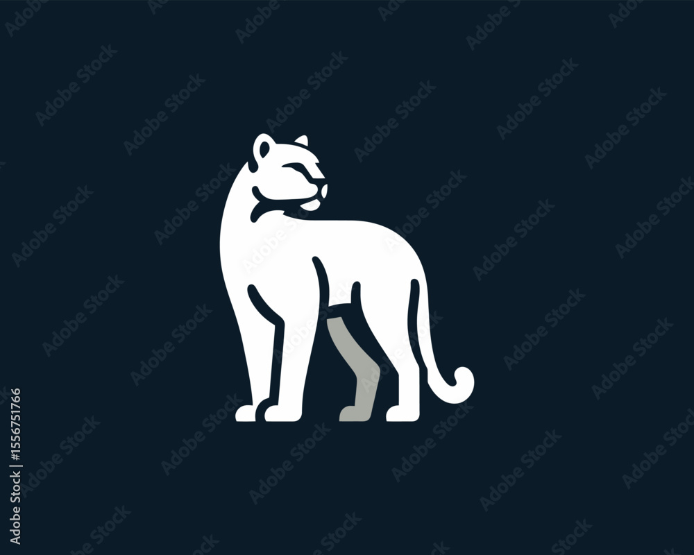 Fototapeta premium White cougar animal logo vector design