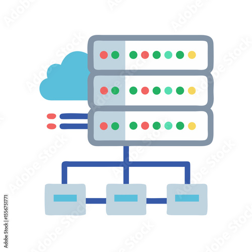 Cloud based data server network for business connection diagram