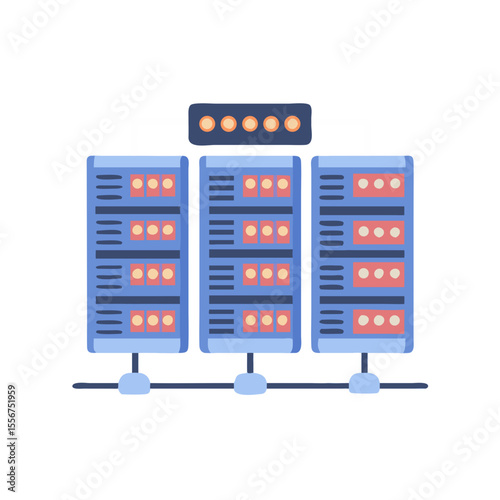Simple vector server rack array illustration on White Background