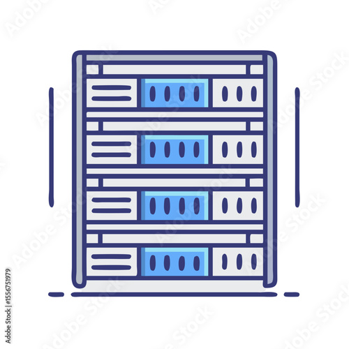 Isolated server rack on White Background shows network infrastructure