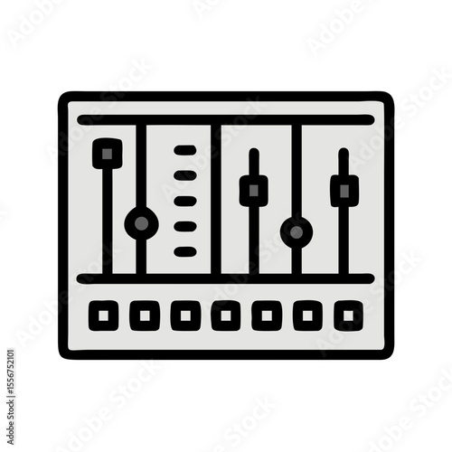 Minimalist style graphic design of an audio mixing console