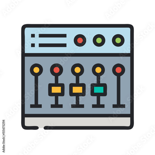 Audio mixer console icon with simple design and colors