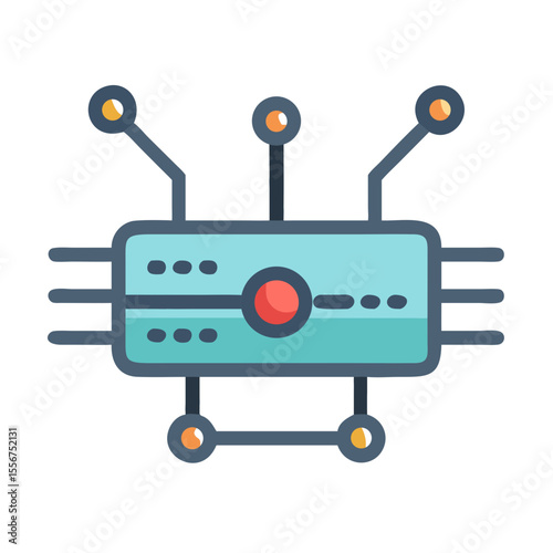 Stylized Computer Circuit Board Illustration on a White Background