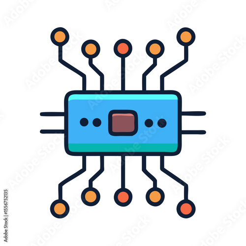 Stylized Microchip Illustration Symbolizing Technological Advancement in Modern Era
