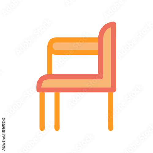 Modern orange chair illustration on White Background single object