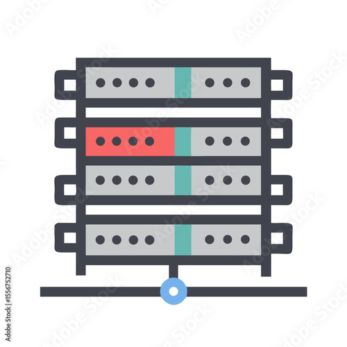 Modern Server Rack Icon Depicting Technology and Data