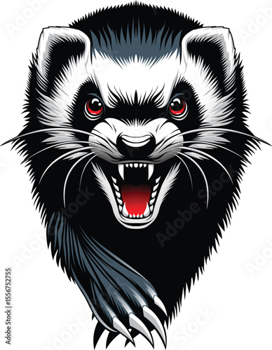 Illustration of angry black ferrets