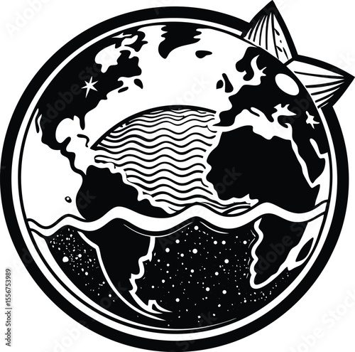 Earth's Embrace A Celestial Ocean Illustration