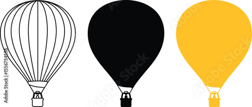 Hot air balloon vector illustration set isolated on white background for travel and adventure design editable vector illustration with png format