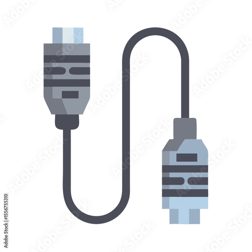 Flat icon design of an HDMI cable connection