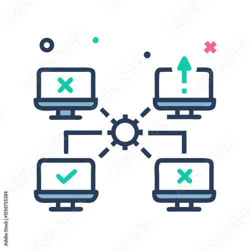 Network connection icon showing computers with mixed connection status