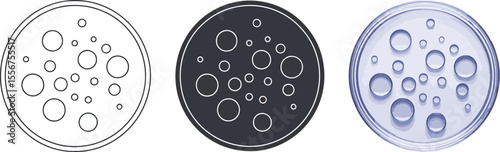 Illustration of petri dish with cells, biology experiment, microbiology research, science vector design editable vector illustration with png format