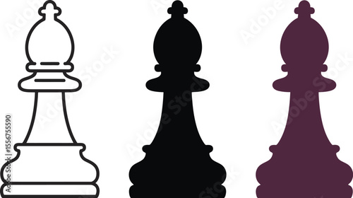 Chess bishop piece vector illustration design for board game strategy and tactical planning competition tournament editable vector illustration with png format
