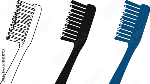 Toothbrush vector illustration dental hygiene oral care teeth cleaning outline black blue healthy lifestyle editable vector illustration with png format
