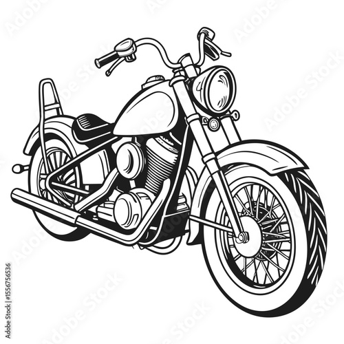 Vintage Motorcycle Illustration – Classic Cruiser Bike Vector Drawing