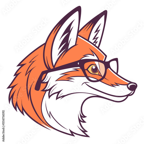 Smart Fox Wearing Glasses Cartoon Vector Illustration