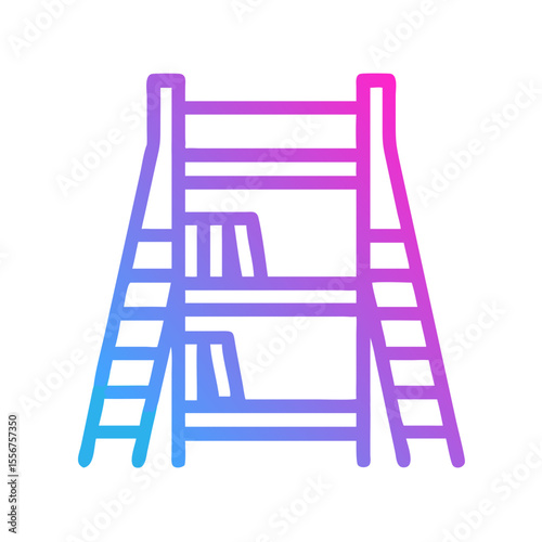 Modern bunk bed illustration with gradient on White Background