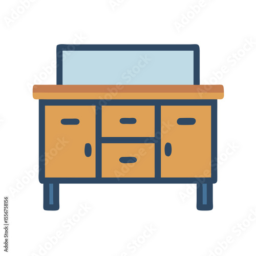 Cartoon style bathroom vanity cabinet with a light mirror