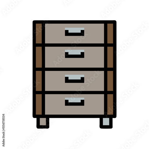 Pixel art four drawer dresser on White Background