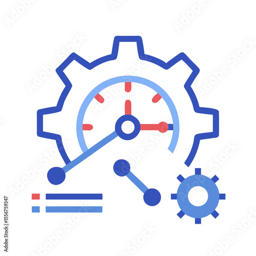 Data processing management concept with cogwheel and graph elements