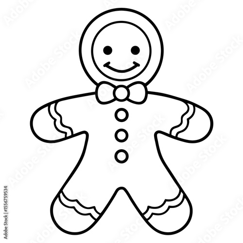 Gingerbread Cookie Outline Vector Art