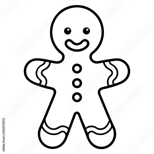 Gingerbread Cookie Outline Vector Art
