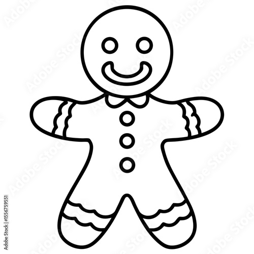 Gingerbread Cookie Outline Vector Art