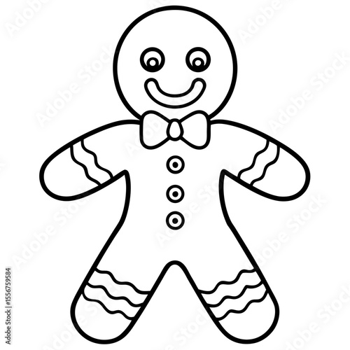 Gingerbread Cookie Outline Vector Art