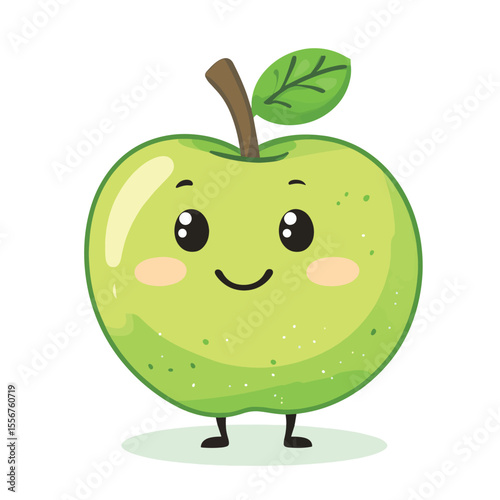 Cartoon Apple Character. App mascot. Flat vector illustration isolated on white background