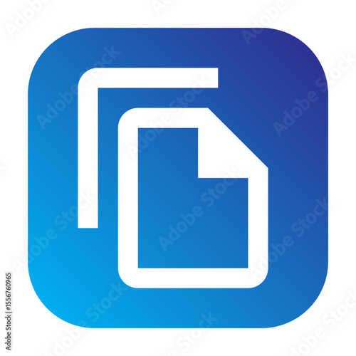 Line icon of a document copy action, commonly used in user interfaces to duplicate content.