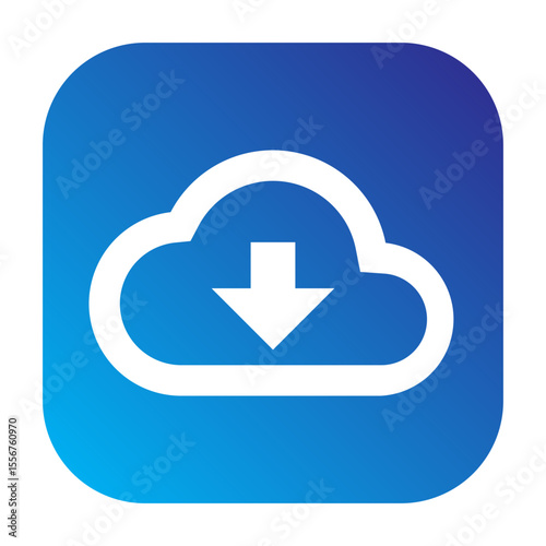 Line icon showing download from cloud storage.