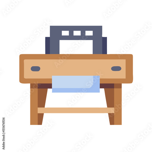 Flat vector illustration of a workbench on a White Background