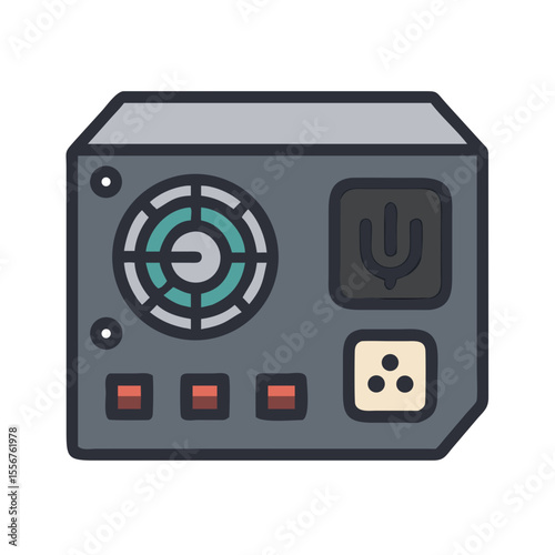 Computer power supply unit isolated on White Background illustration