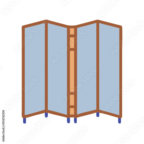 Stylized folding screen room divider on solid background illustration