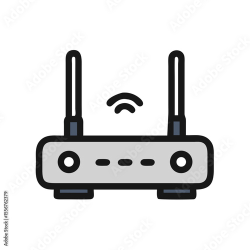Flat icon of a wireless router with antennas