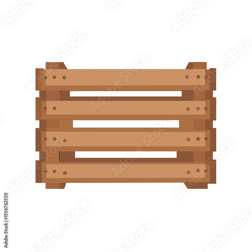 Isolated wooden crate illustration with simplistic and flat style