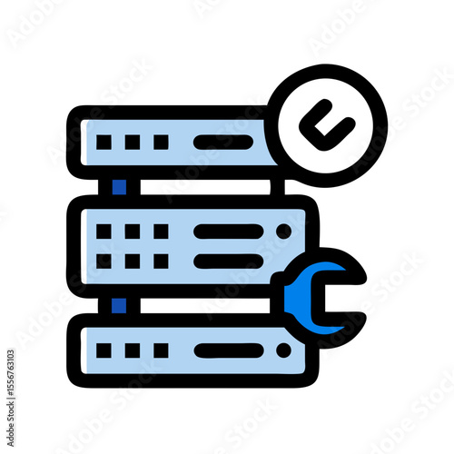 Server maintenance illustration with wrench on White Background graphic