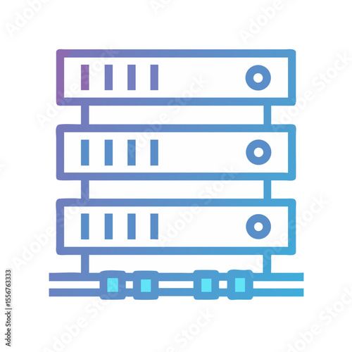 Isolated server rack stack with gradient on White Background