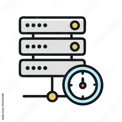Server and clock icon for network latency illustration