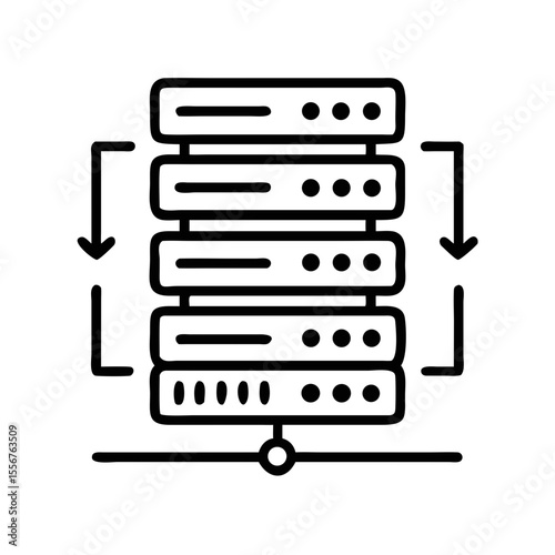 Minimalist data servers representation with network connection graphic