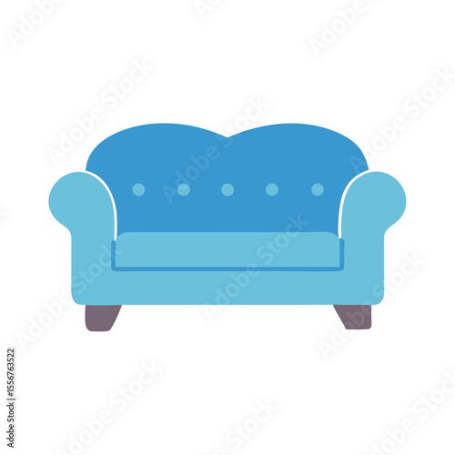 Stylized light blue sofa on White Background stock image