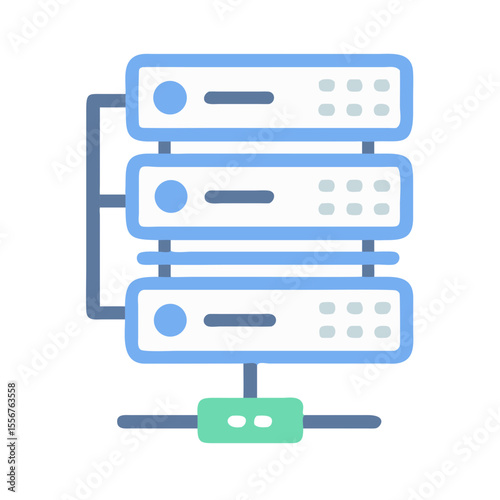 Modern Server Stack Illustration with Blue Accents on White
