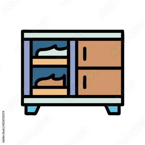 Shoe cabinet organizer in flat design style illustration