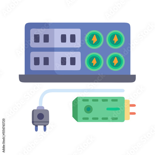 Vector graphic illustrating energy storage and power supply equipment