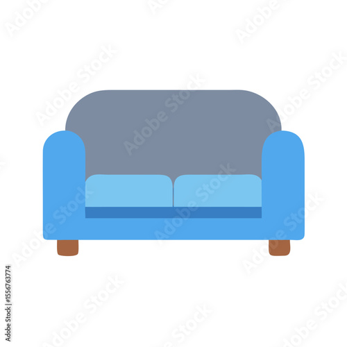 Modern Blue and Gray Sofa Illustration on White Background