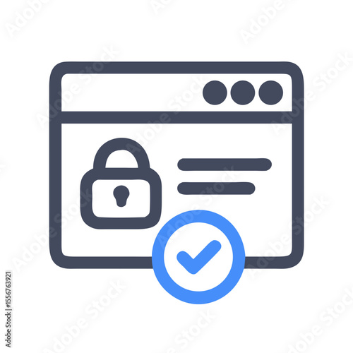 Secured web page with padlock and check mark icon